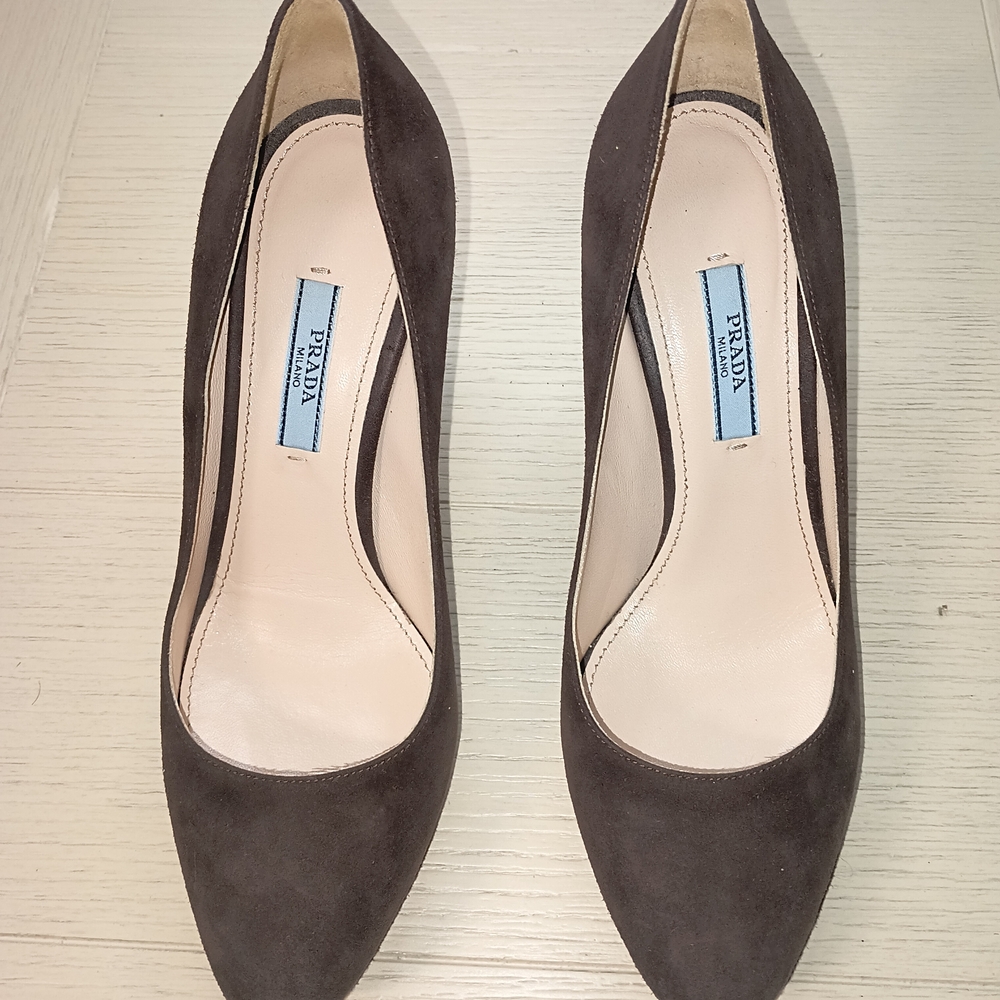Prada Women's Brown Suede Heels